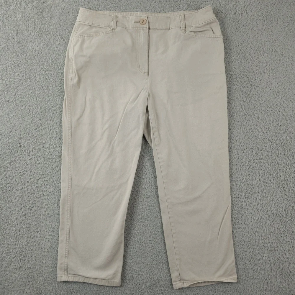 Chicos Pants Womens 0.5 US 6 Khaki Beige Chino Crop Lightweight Stretch Casual